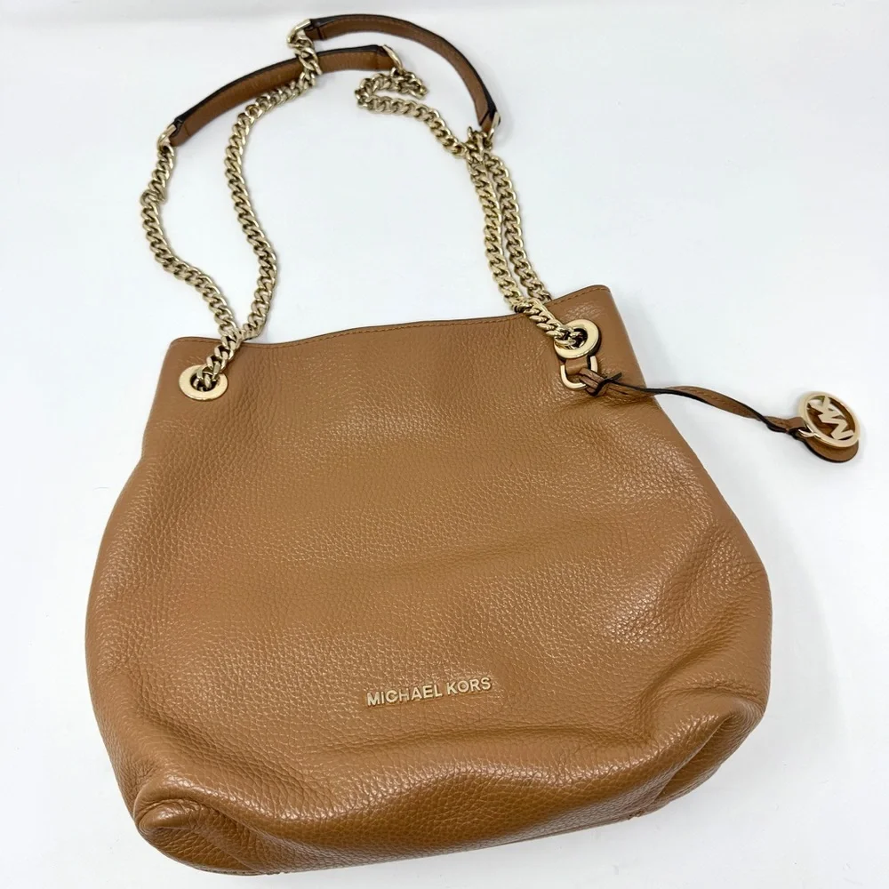 Michael Kors Jet Set Chain Medium Tote Purse Bag and Wallet in Acorn Brown